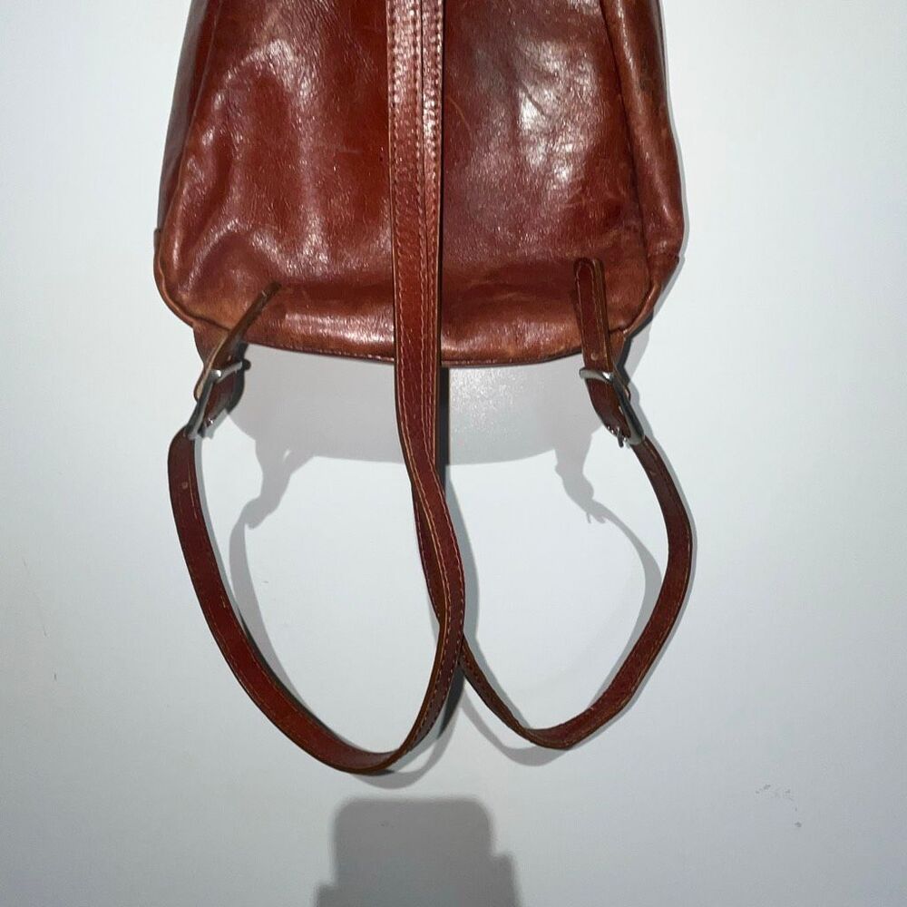 Vintage Bolsos Gomez Women's Brown Leather Pocket Side Zip Mini Backpack Bag - Picture 7 of 12